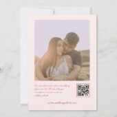 Whimsical Roze & Rode Hand Getrokken Kersen QR Cod Save The Date (Achterkant)