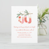 Whimsical roze rode schattige kerstfeestviering kaart (Staand voorkant)