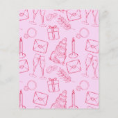 Whimsical roze & rood handgetekend BUDGET-huwelijk (Achterkant)