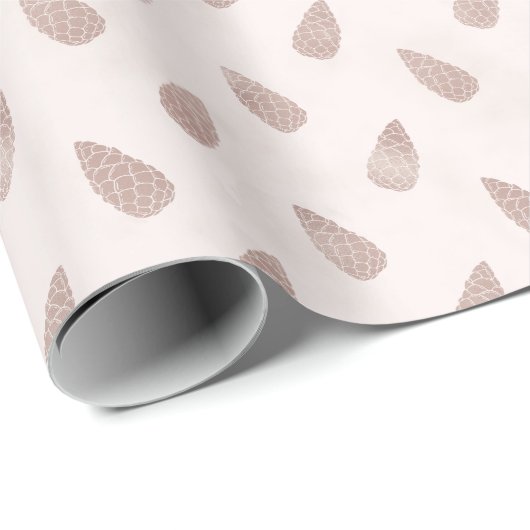 Whimsical Roze Roze Dennenkegels Modern Kerstmis Cadeaupapier (Rol Hoek)