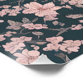 Whimsical roze Sakura patroon Perfect Poster (Hoek)