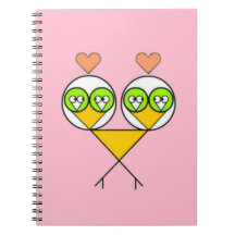 Whimsical roze schattige lovebirds met harten
