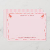 Whimsical Roze Sinaasappel Lobster Doodle Vrijgeze Bedankkaart (Voorkant / Achterkant)