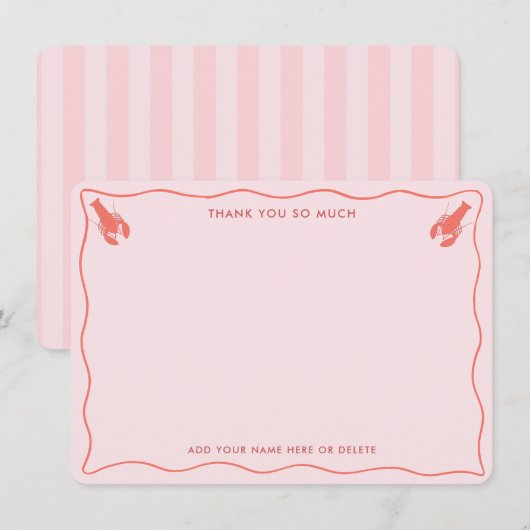 Whimsical Roze Sinaasappel Lobster Doodle Vrijgeze Bedankkaart (Voorkant / Achterkant)