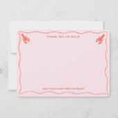 Whimsical Roze Sinaasappel Lobster Doodle Vrijgeze Bedankkaart (Voorkant)