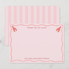 Whimsical Roze Sinaasappel Lobster Doodle Vrijgeze Bedankkaart