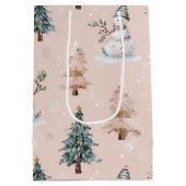 Whimsical Roze Sneeuwman Kerstmis - Winter (2) Medium Cadeauzakje (Achterkant)
