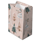 Whimsical Roze Sneeuwman Kerstmis - Winter (2) Medium Cadeauzakje (Achterkant Gekanteld)