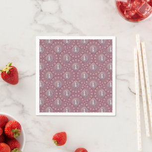 Whimsical Roze Sneeuwman Mandala Ogee Fans Decoupa Servet