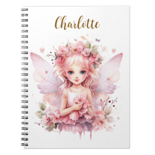 Whimsical roze sprookjesfee notitieboek