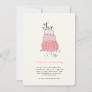 Whimsical Roze Taart Baby Meisje 2e Verjaardagsfee Kaart