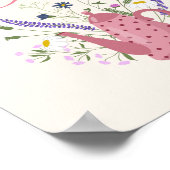 Whimsical Roze Theepot Wilde Bloem Kaarten en Cade Poster (Hoek)
