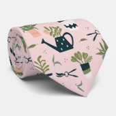 Whimsical roze tuinieren afgedrukt patroon stropdas (Opgerold)