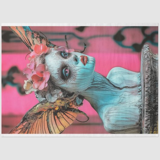 Whimsical Roze Valentijnsdag Gargoyle Decoupage Tissuepapier (Voorkant)