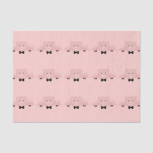 Whimsical Roze Varken in Black Bow Stropdas Patter Tissuepapier
