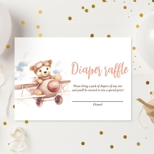 Whimsical Roze Vliegtuig Avontuur Baby shower Informatiekaartje