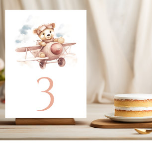 Whimsical Roze Vliegtuig Avontuur Baby shower Kaart