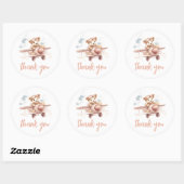 Whimsical Roze Vliegtuig Avontuur Baby shower Ronde Sticker (Vel)
