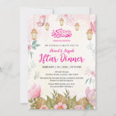 Whimsical Roze Vlinder Bloemrijke Ramadan Iftar Kaart (Voorkant)