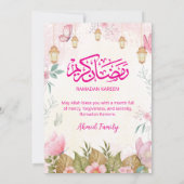 Whimsical Roze Vlinder Bloemrijke Ramadan Iftar Kaart (Achterkant)