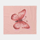 Whimsical Roze Vlinder Fleece Deken (Voorkant (Horizontaal))