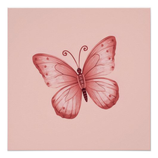   Whimsical Roze Vlinder  Perfect Poster (Voorkant)