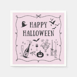 Whimsical, roze vrolijke Halloween party servetten