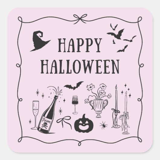 Whimsical, roze vrolijke Halloween sticker (Voorkant)