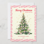 Whimsical Roze Waterverf kerstboom Feestdagenkaart (Voorkant)