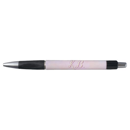 Whimsical Roze Waterverf Monogram Pen (Voorkant)