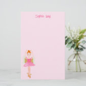 Whimsical Roze Waterverf Notenkraker Ballerina Briefpapier (Staand voorkant)