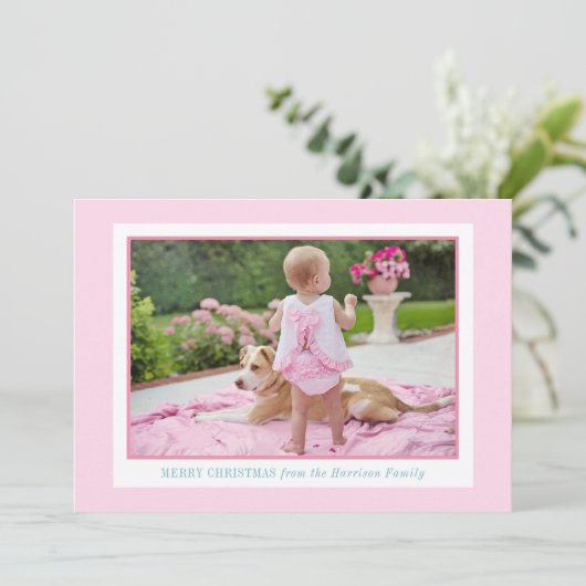 Whimsical Roze Waterverf Notenkraker Ballet Foto Feestdagenkaart (Staand voorkant)