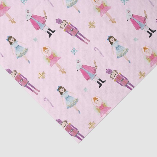 Whimsical Roze Waterverf Notenkraker Ballet Tissuepapier (Detail)