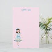 Whimsical Roze Waterverf Notenkraker Clara Briefpapier (Staand voorkant)