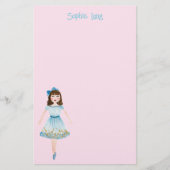 Whimsical Roze Waterverf Notenkraker Clara Briefpapier (Voorkant)