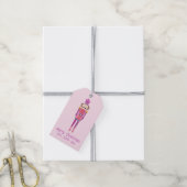 Whimsical Roze Waterverf Notenkraker Clara Cadeaulabel (Met Touw)