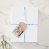Whimsical Roze Winter Cottage Kerstmis Cadeaulabel (Met Touw)