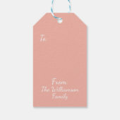 Whimsical Roze Winter Cottage Kerstmis Cadeaulabel (Achterkant)