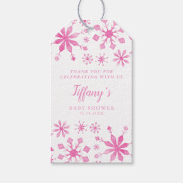Whimsical Roze Winter Wonderland Baby shower Cadeaulabel