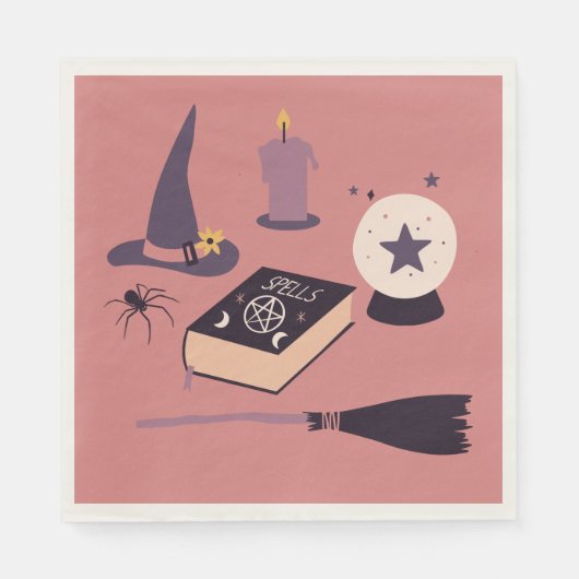 Whimsical roze witchy-party servet (Voorkant)