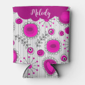 Whimsical roze witte harten bloemen bloemige naam blikjeskoeler (Voorkant)