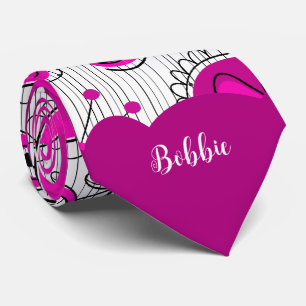 Whimsical roze witte harten bloemen bloemige naam stropdas