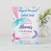 Whimsical Roze Zeemeermin Staart 17e verjaardag Kaart (Staand voorkant)