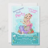 Whimsical Roze Zeemeermin Zomer Pool Party Kaart (Voorkant)