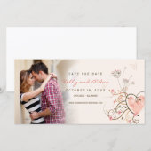 Whimsical roze zoete hart vlinder wervelt foto save the date (Voorkant / Achterkant)