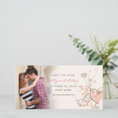 Whimsical roze zoete hart vlinder wervelt foto save the date (Staand voorkant)