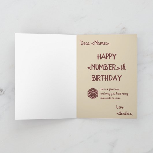 Whimsical RPG Geeky Birthday Card Kaart (Binnen)