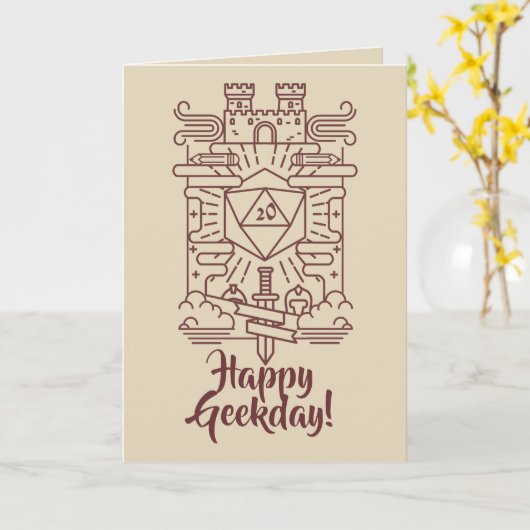 Whimsical RPG Geeky Birthday Card Kaart (Gele Bloem)