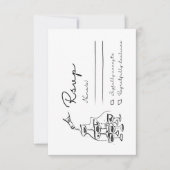 Whimsical RSVP-kaart, Hand getrokken Champagne Tow (Voorkant)