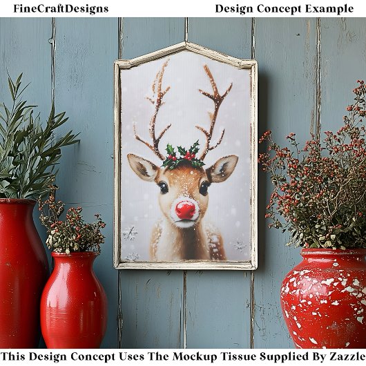 Whimsical Rudolph Rendier Red Nose EJ1 Decoupage Tissuepapier